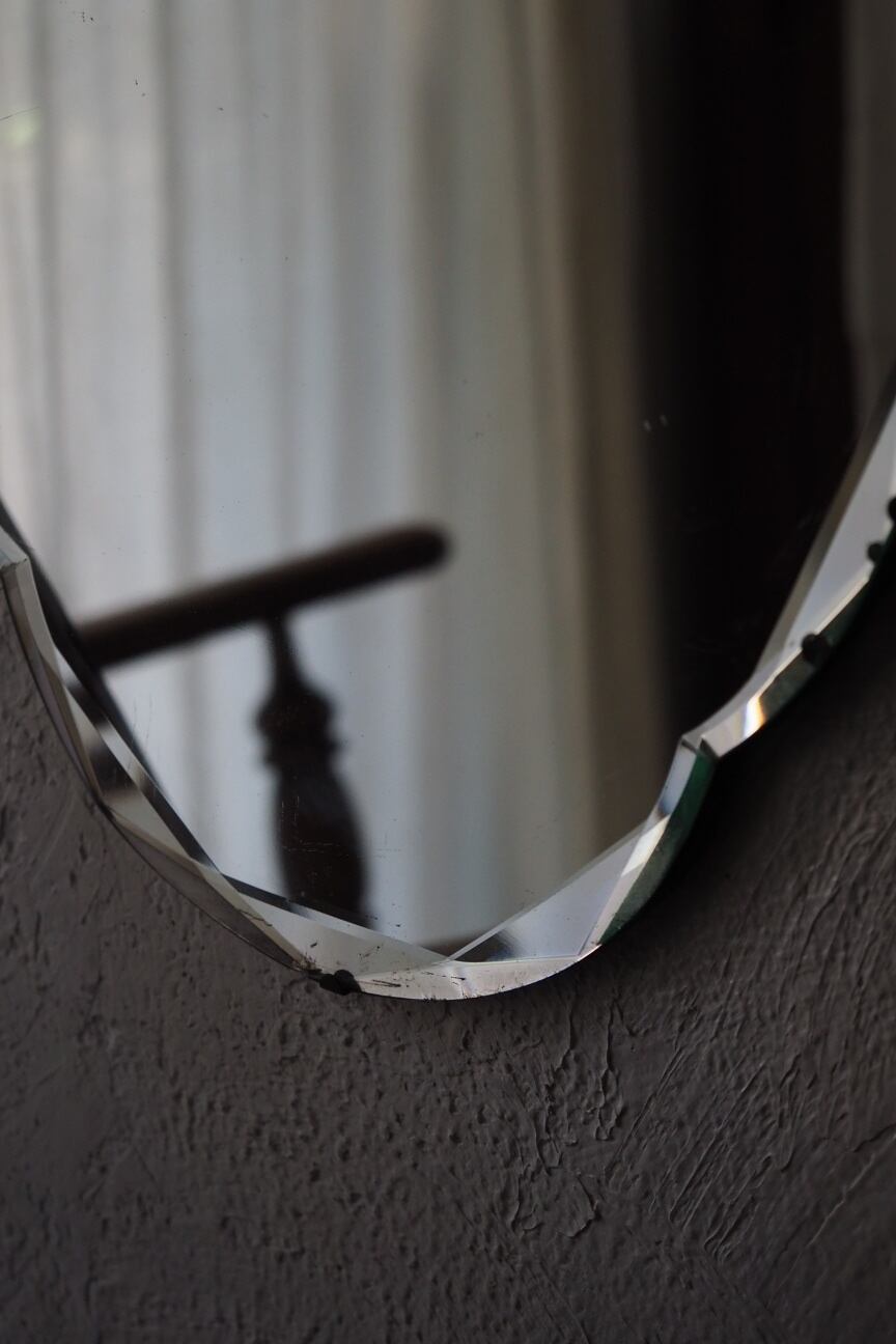 カットガラスオーバルミラー-antique oval mirror | アンティーク