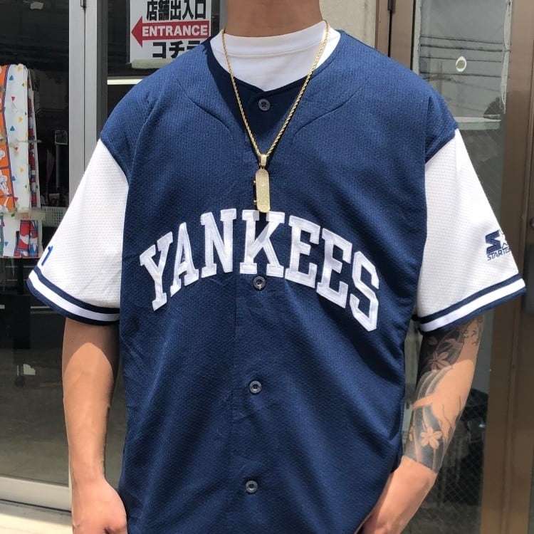 MLB ニューヨークヤンキース ベースボールシャツ ゲームシャツ M 古着