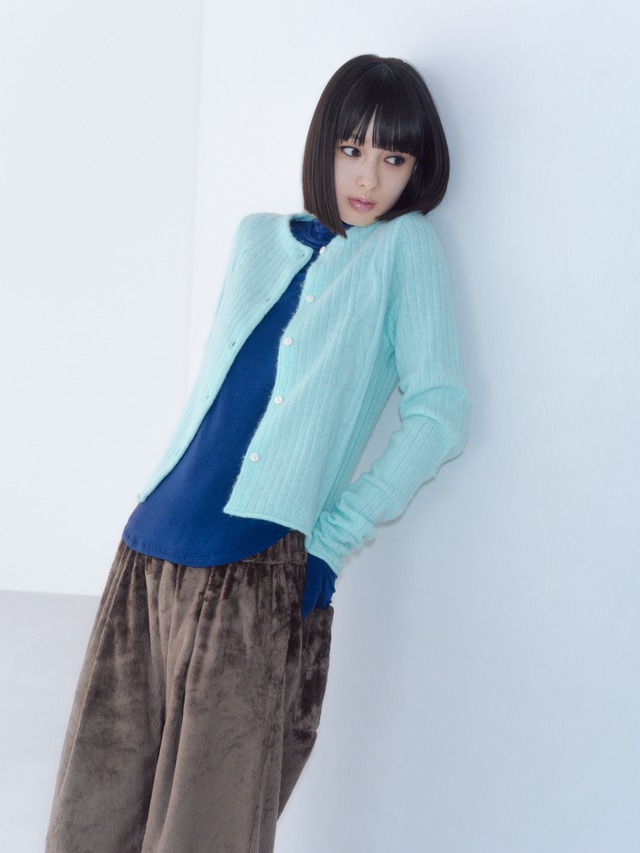 RITSUKO KARITA - Soft air cardigan〔plain〕Ice turquoise