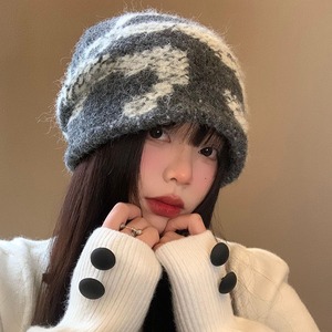 ウールニットグレーモヘアビーニー