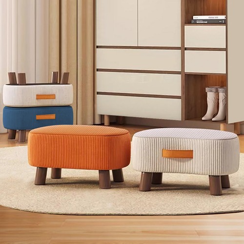 小さいスツール 無垢材 スツール 高さ22cm ７カラー コーデュロイダークグレー コーデュロイグリーン 家庭用 玄関椅子 靴用スツール コーヒーテーブル用スツール 大人用 子供用 小さなスツール リビングルーム用 ドア用スツール