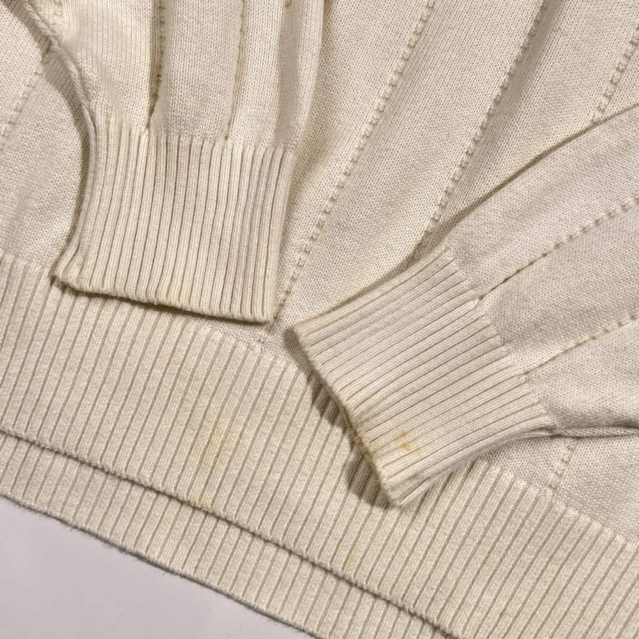 90s J.PRESS ジェイプレス ロゴ 襟付 コットン ニット セーター M /ホワイト系 メンズ ヴィンテージ