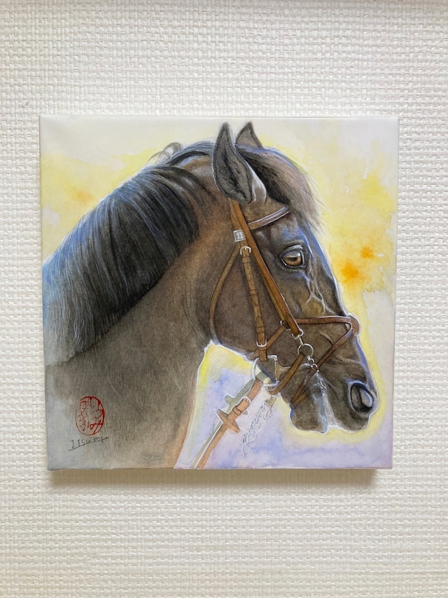 斉藤いつみ絵画「見つめる馬」