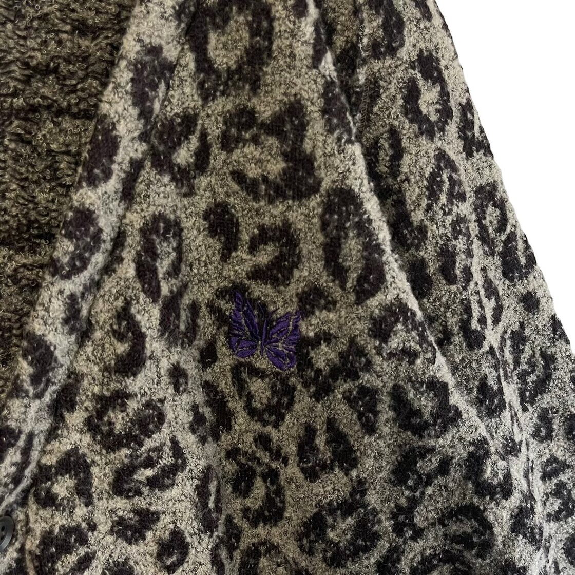 needles ニードルス カーディガン L レオパード 刺繍ロゴ パピヨン 