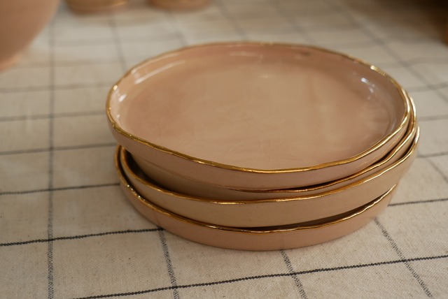 【ucacoceramics】金彩のおめかしシリーズ plat15（pink）