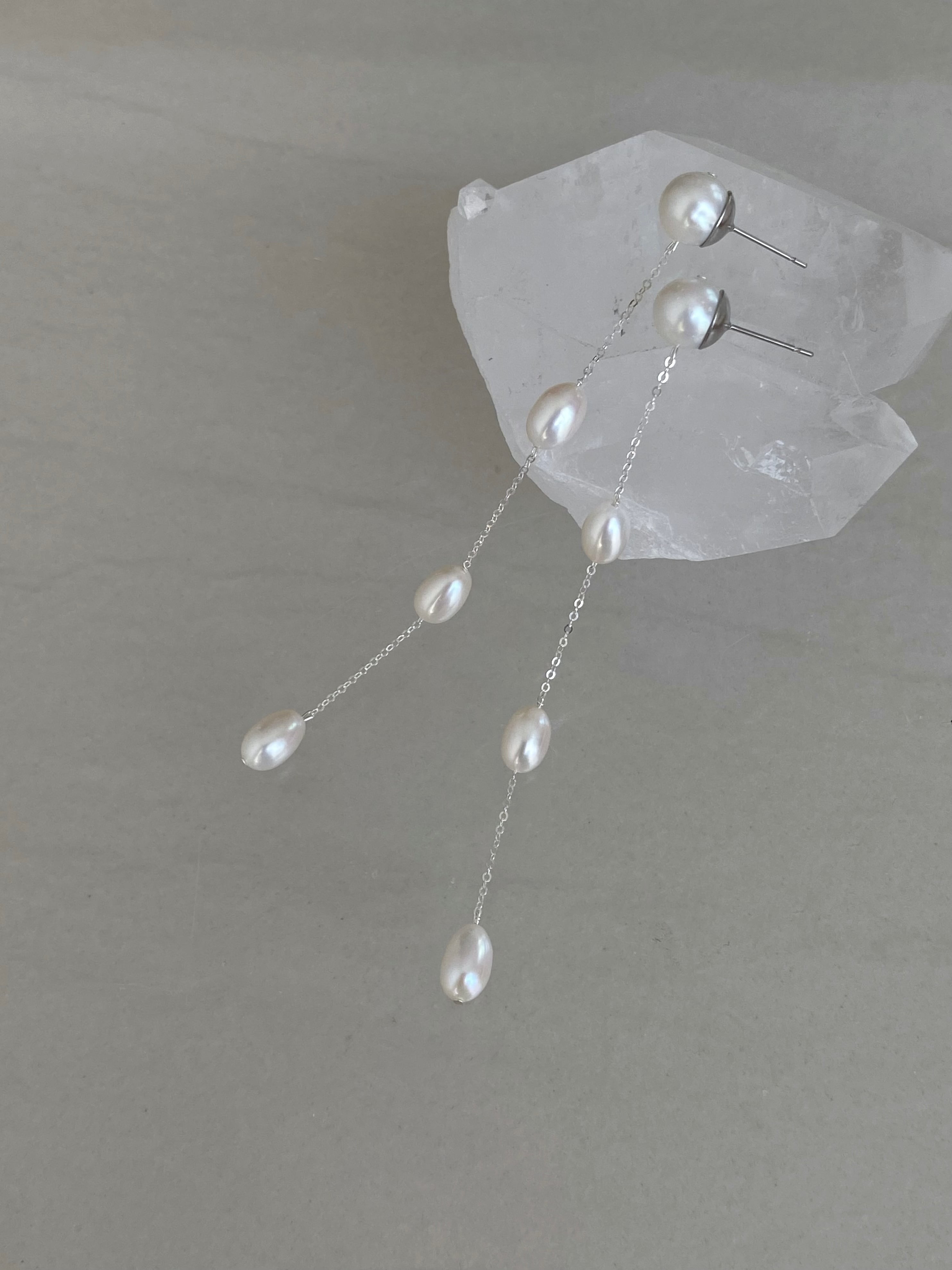 4 drop pearl earrings