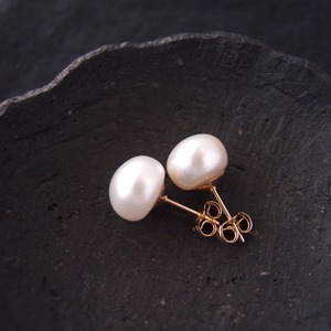 【K14gf】Baroque Pearl  Earrings／White・バロックパール スタッドピアス