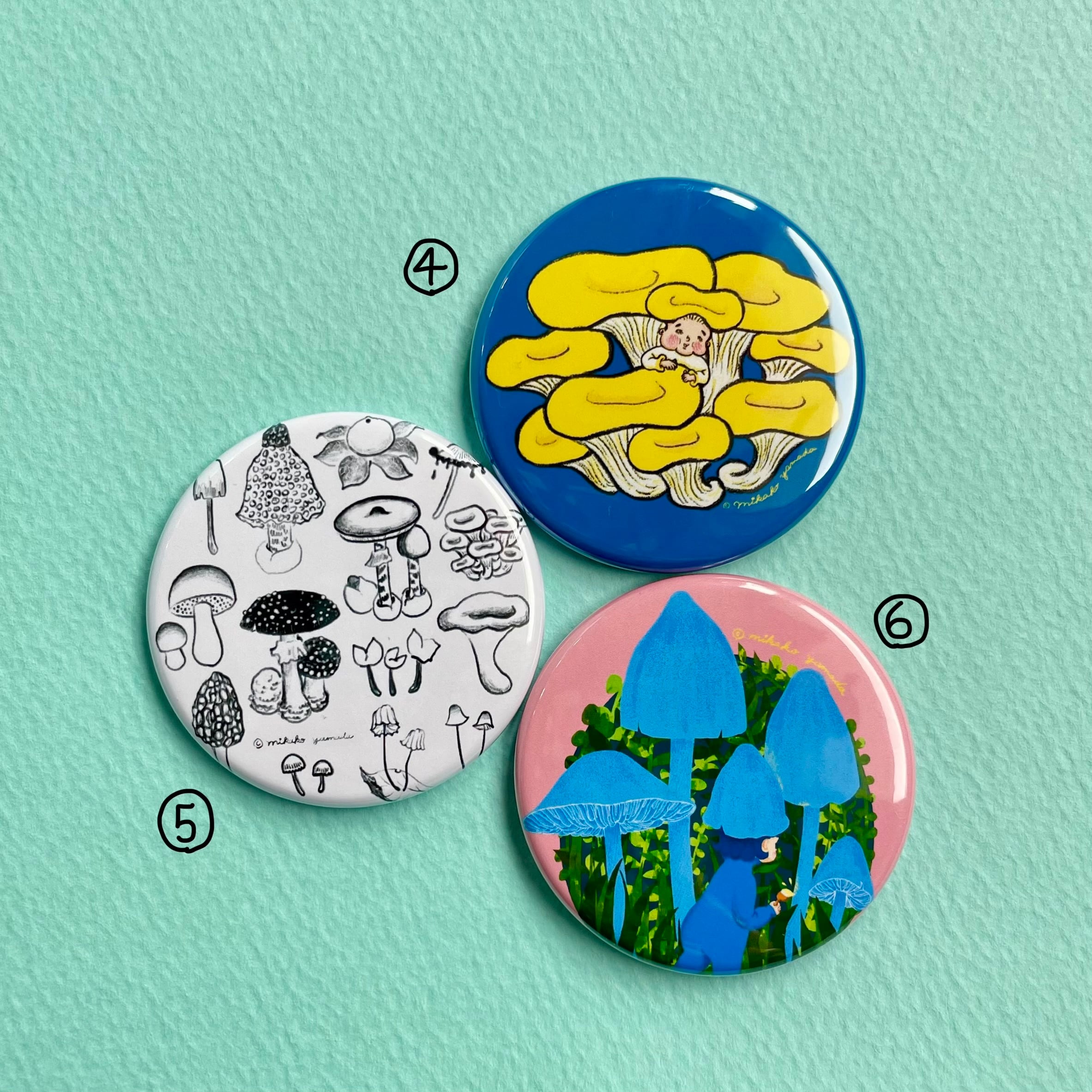 きのこ缶バッジ