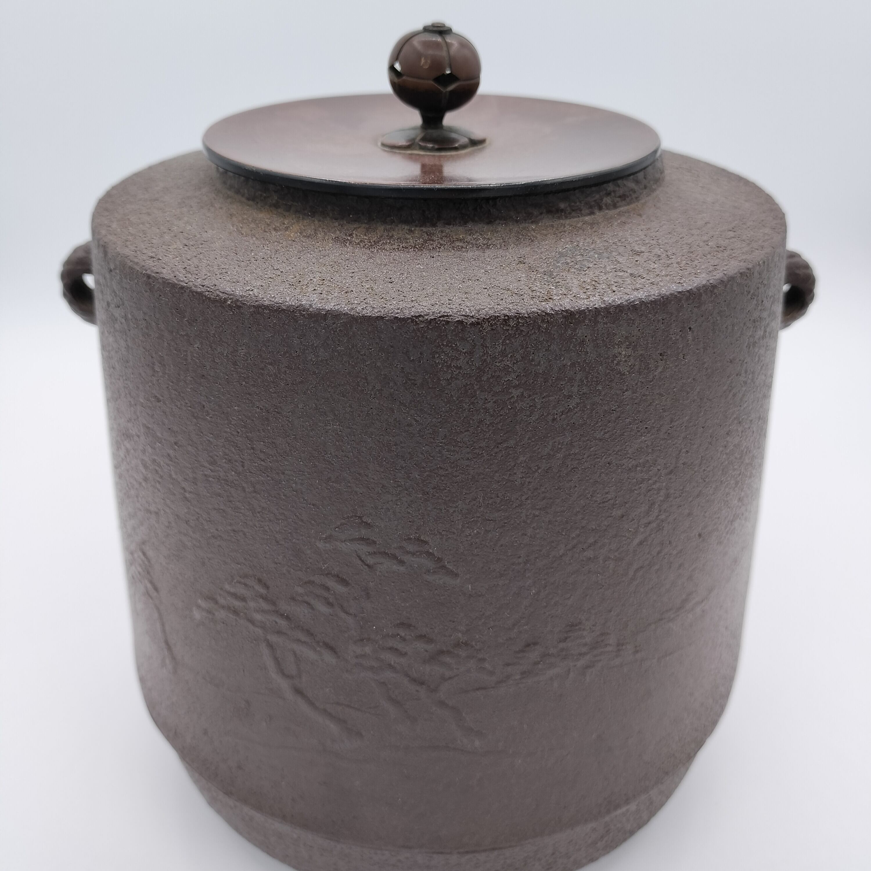 鋳鉄製 茶釜 松林地紋富士釜佐藤清光作