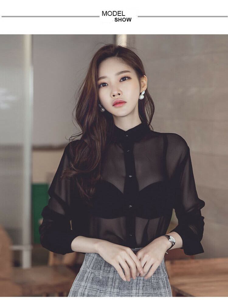 ao-08844_レディース シャツ ブラウス シフォン 春 きれいめ セクシー