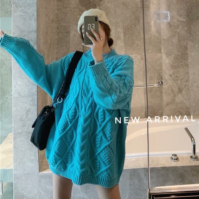 オータムウィンタールーズニットセーター スタイルブラウス レディース ロング 秋物 冬物 ドラファッションホール83638706296