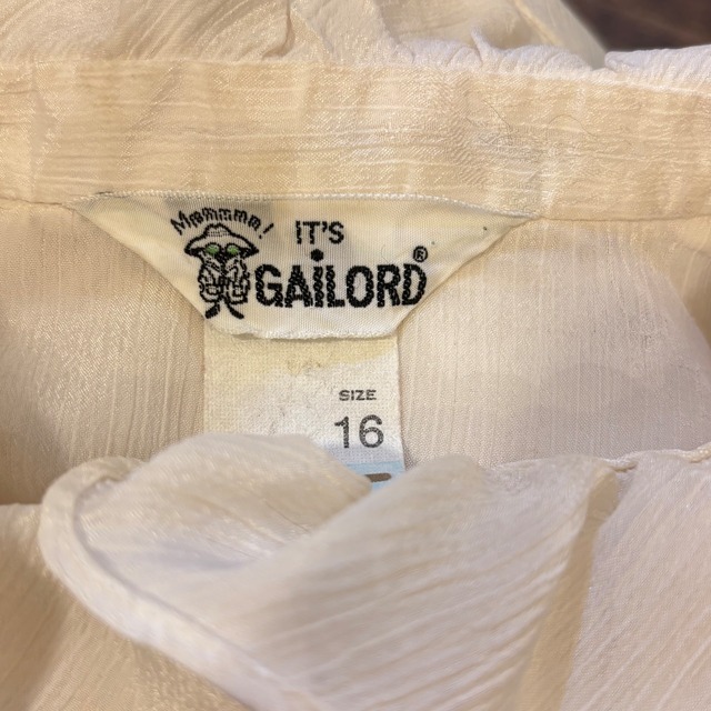 70's 80's white frill flower print blouse