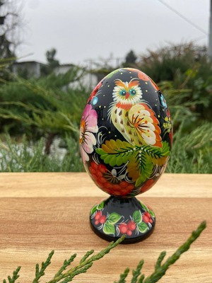 プィサンカ・スタンド付き（イースター・エッグ）13cm（ホメンコ作）