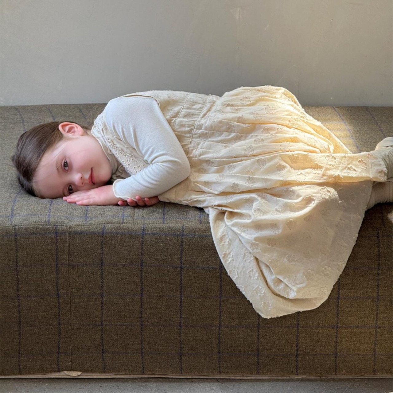 秋ｖ型花柄レイヤードワンピース