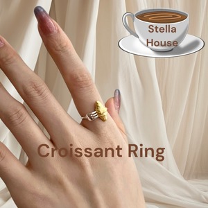 【Stella House】クロワッサンリング 18Kゴールドコーティング シルバー925 フリーサイズ