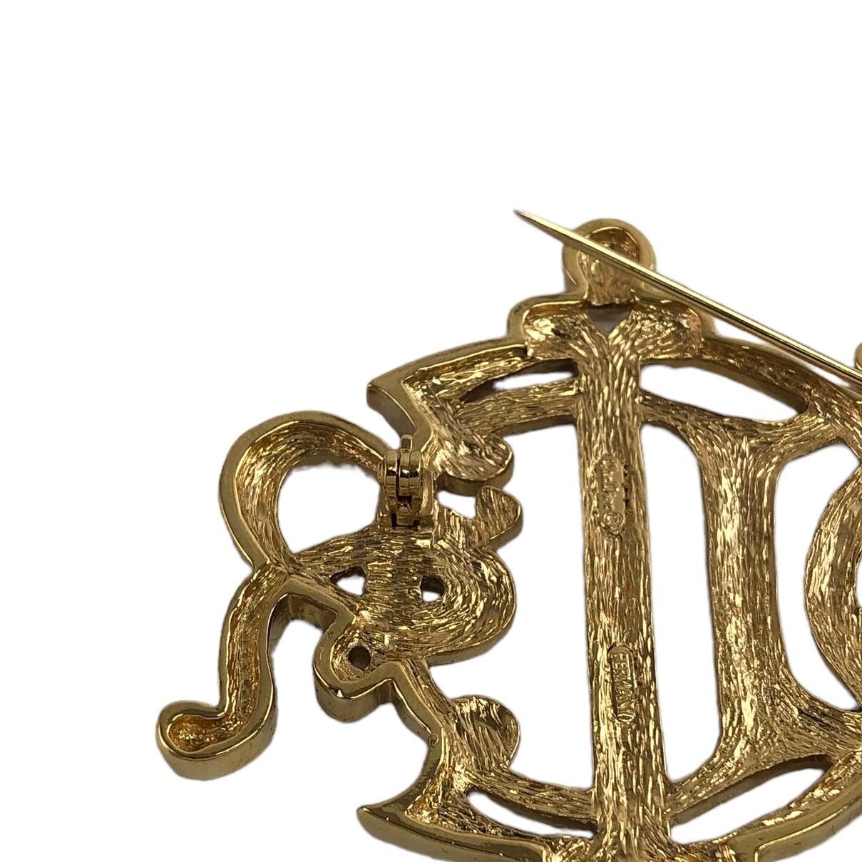 Christian Dior クリスチャン ディオール ブローチ ゴールド DIORロゴ