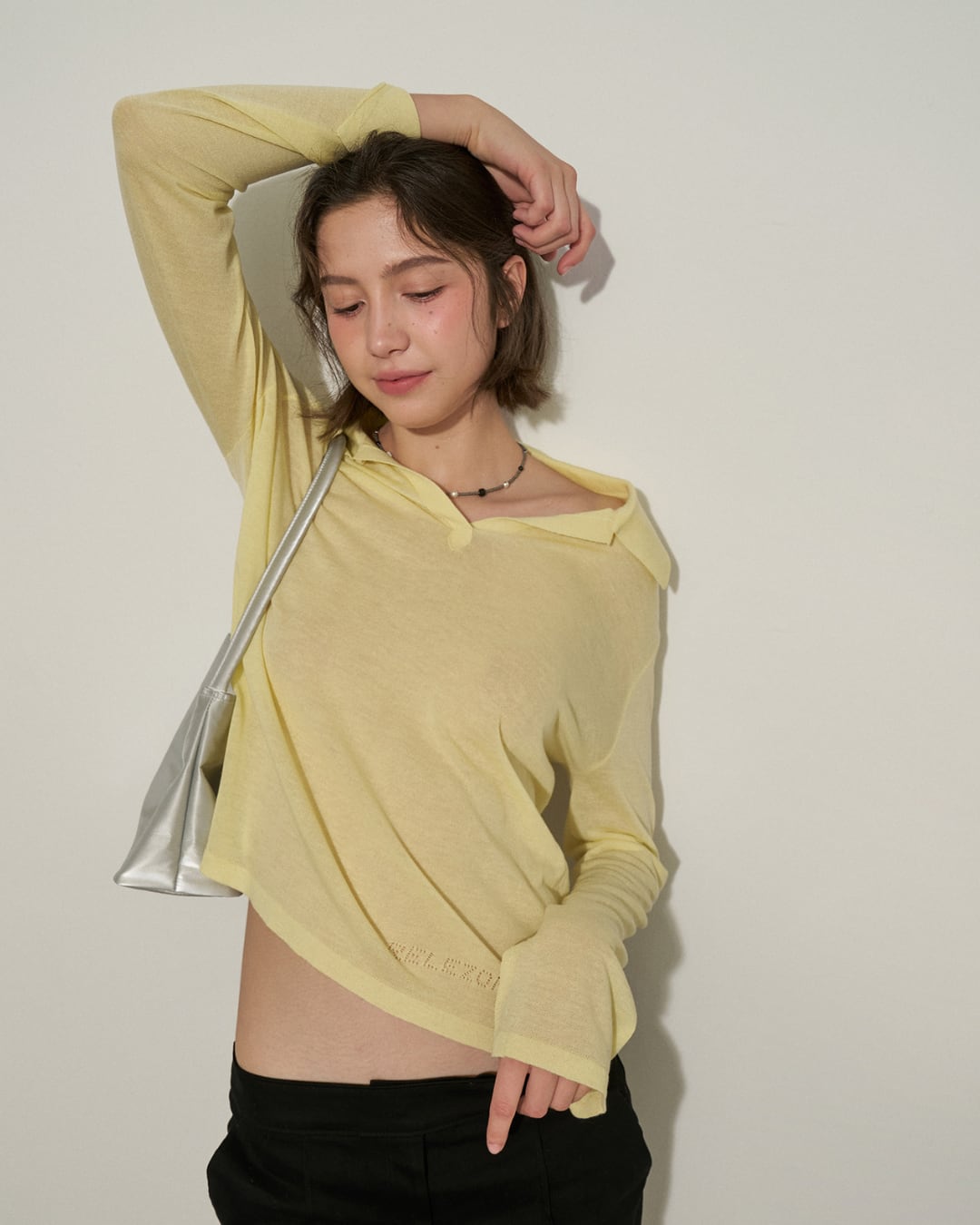 シアー スキッパーロングTシャツ