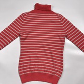 カシミヤ100% 高島屋 TAKASHIMAYA タカシマヤ ボーダー タートルネック ニット セーター M /ピンク×ホワイト系 レディース