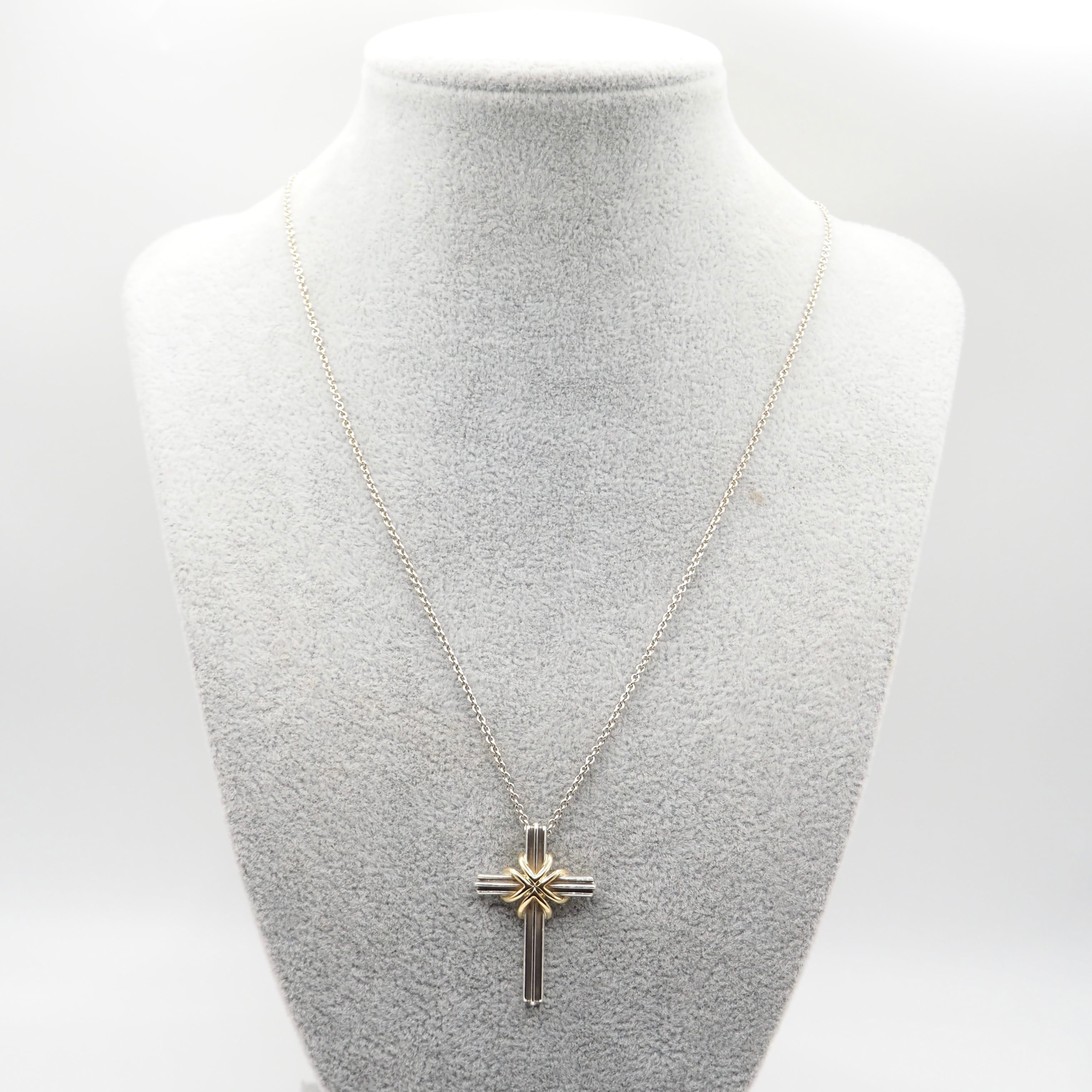 Tiffany&Co. シグネチャークロス コンビ ネックレス シルバー925 K18