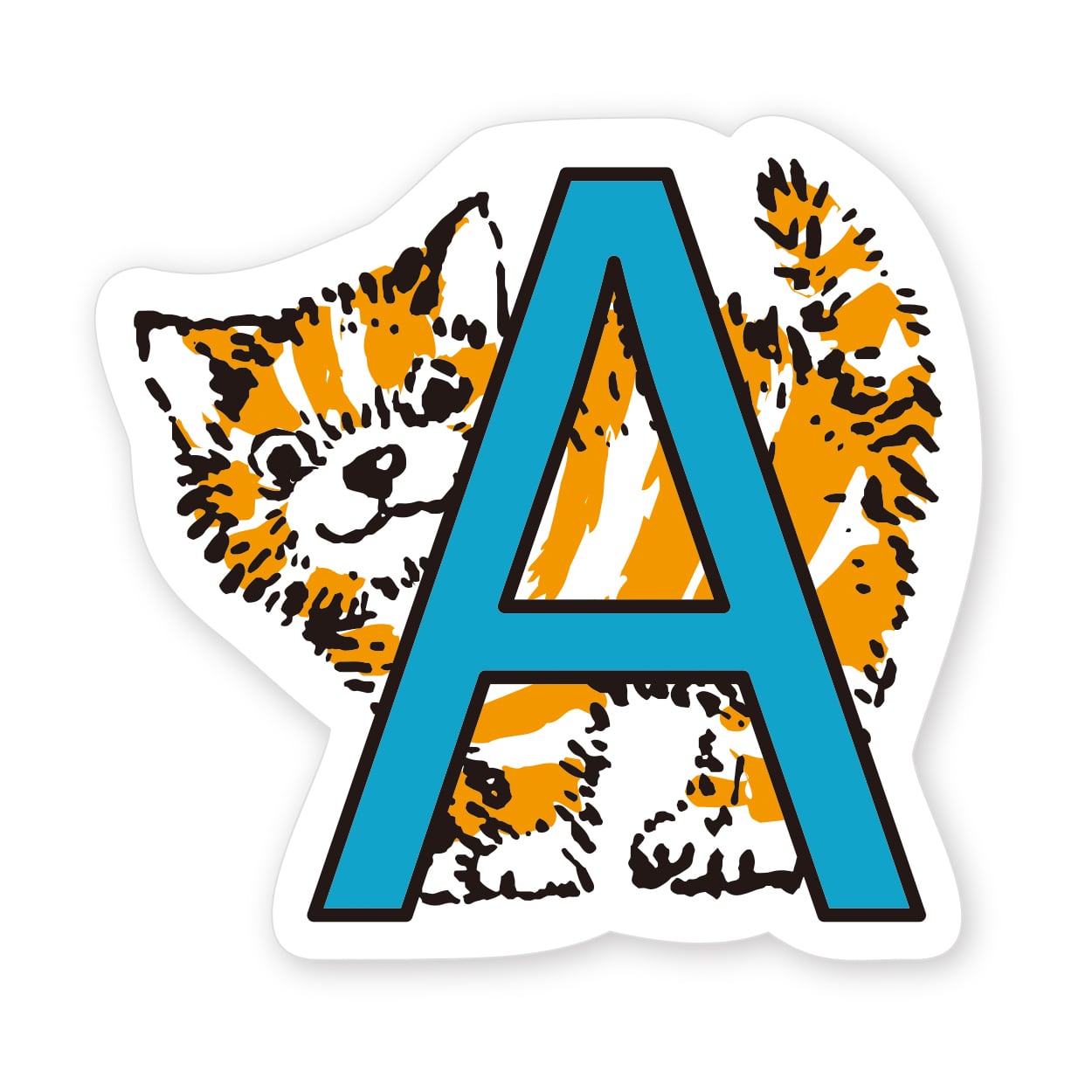 猫のABCシール 【A】 耐水性　アルファベットシール