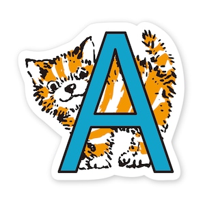 猫のABCシール 【A】 耐水性　アルファベットシール