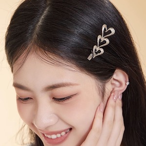 ヘアクリップ おしゃれ ハート フラワー リボン シンプル シルバー バレッタ