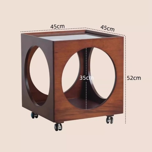 サイドテーブル キューブ型 円形収納 キャスター付き 移動式 北欧風 木製 モダン インテリア リビング ベッドサイド 多機能 おしゃれ