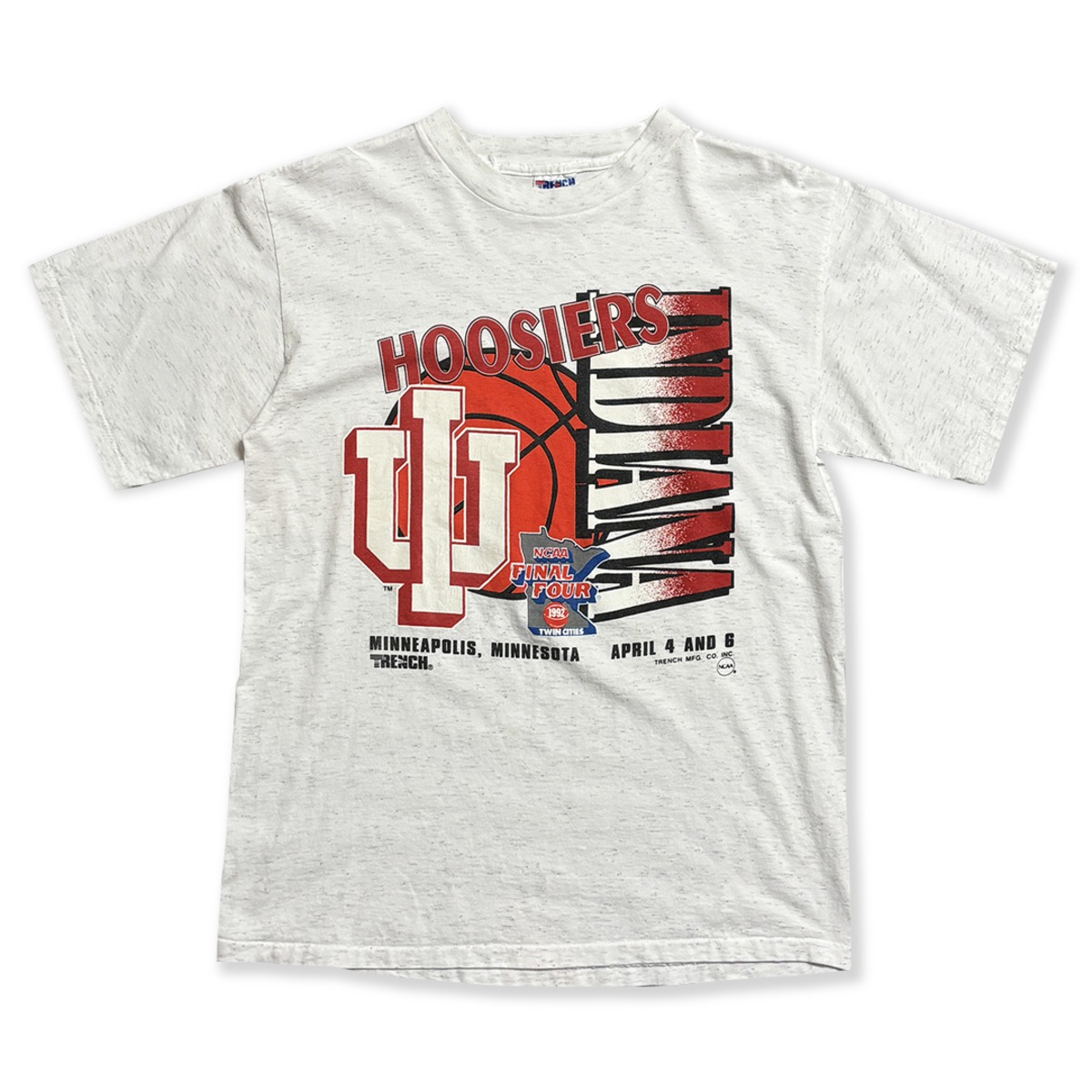 1992 NCAA FINAL FOUR -Indiana University- Printed T-Shirt. TRENCH 
