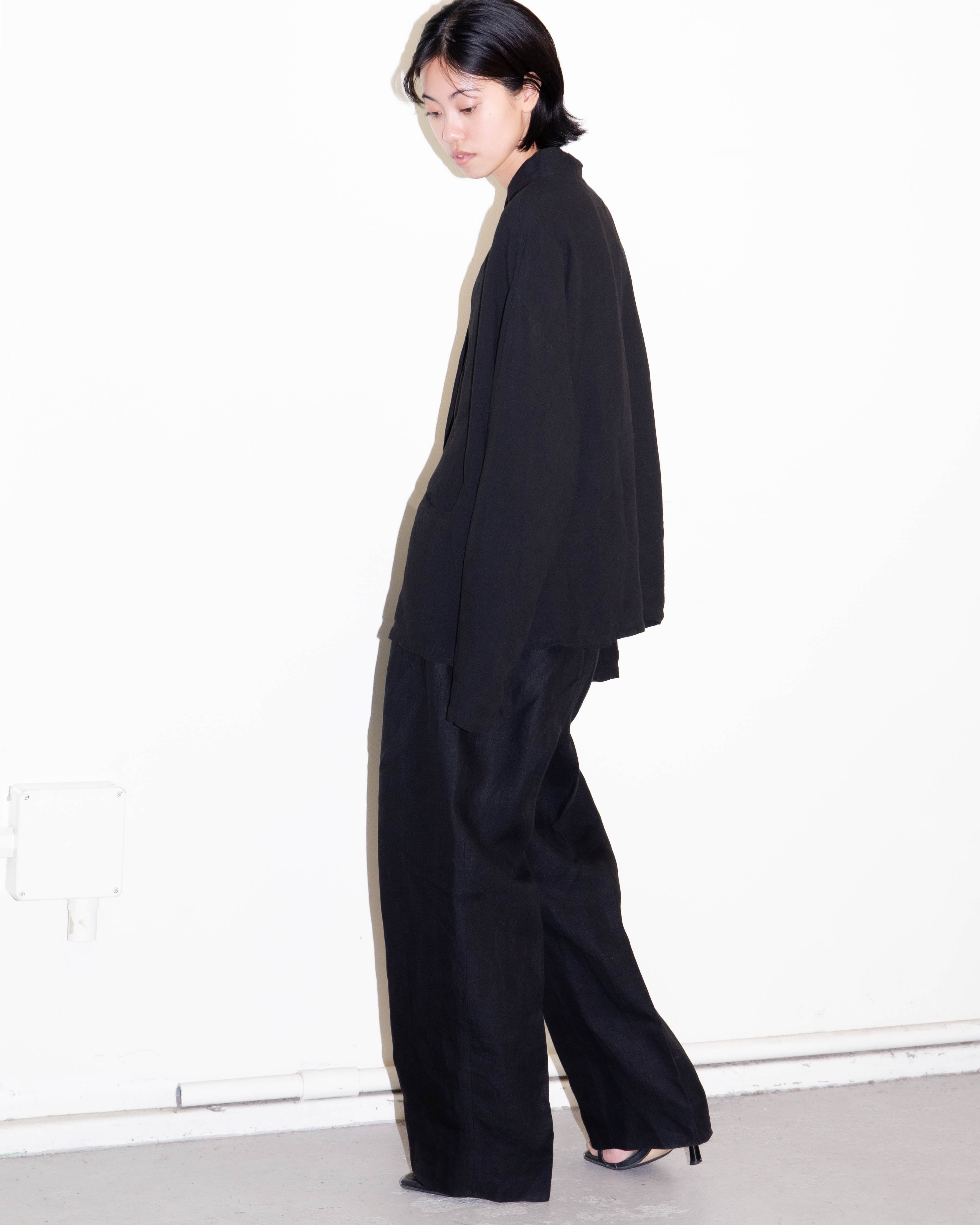 1990-00s EILEEN FISHER - fly-front linen wide shirt jacket | LUIK FINN