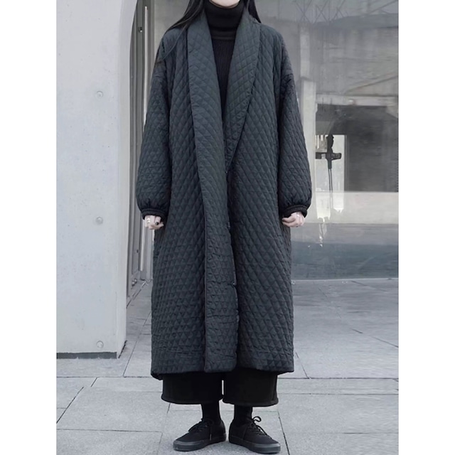 Quilted oversized long coat C1387