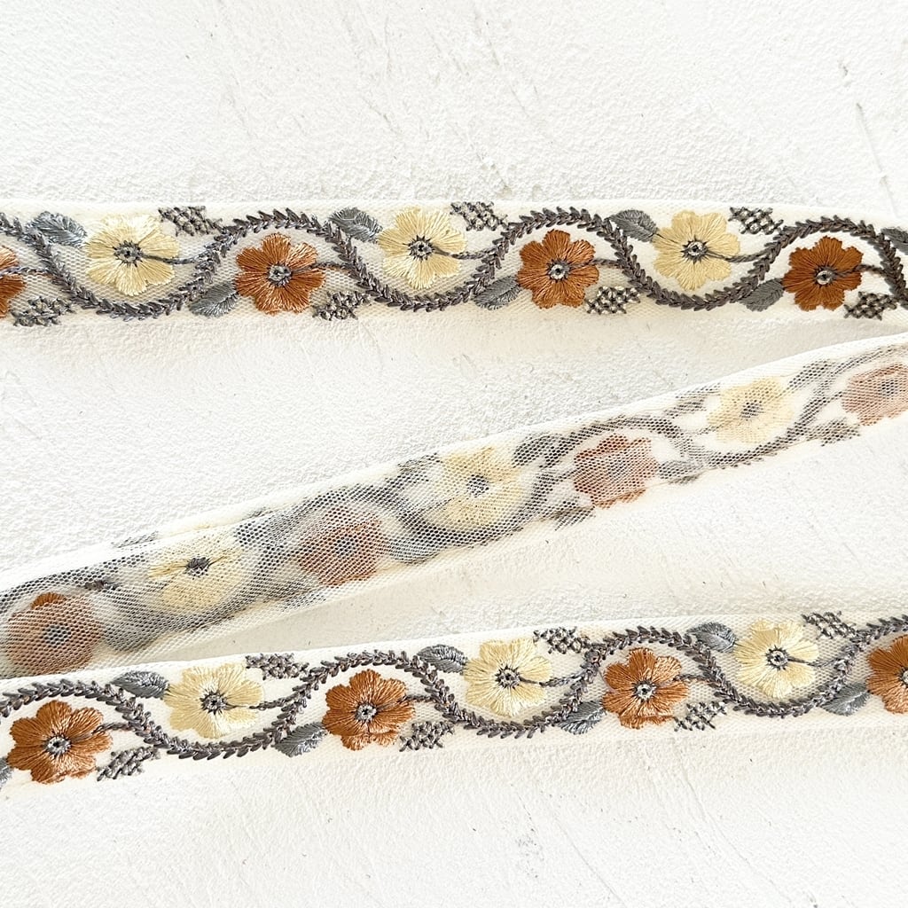 1ロール キャンディフィズ [イエロー] インド刺繍リボン 3261-1R