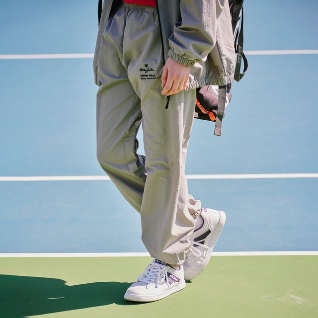 Slogan.コットンライクナイロンパンツ_ダストグレー