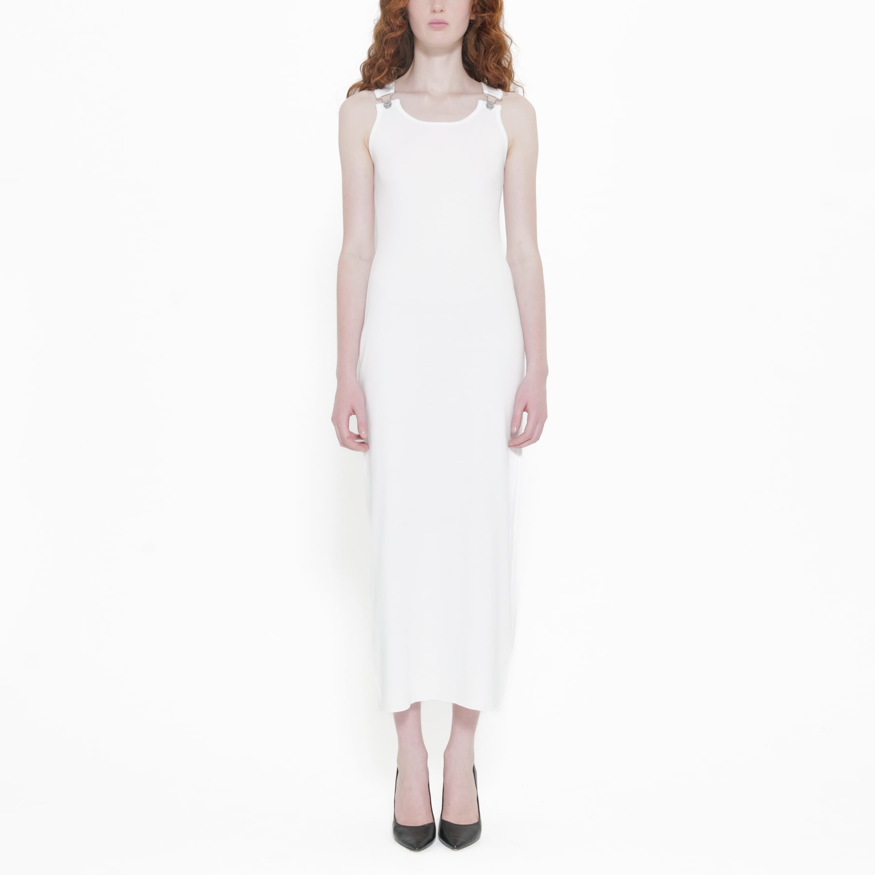 Pre order | White Overall Buckle Maxi Dress