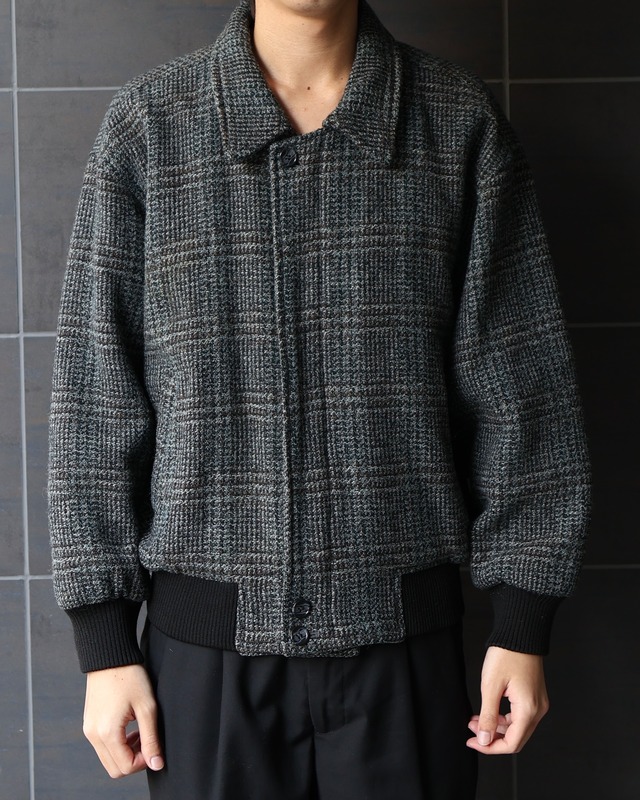 Tweed fly front zip up Blouson