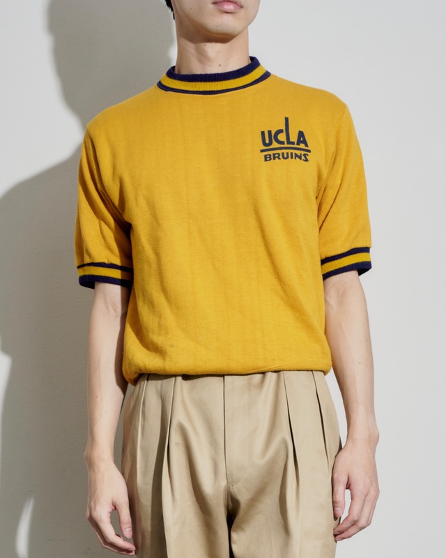 【極美品】50s special vintage s/s sweat shirt "UCLA" mint condition made in USA ／ 50年代 ヴィンテージ 半袖 スウェットシャツ トレーナー USA製 サイズL 実寸M  イエロー  ミントコンディション