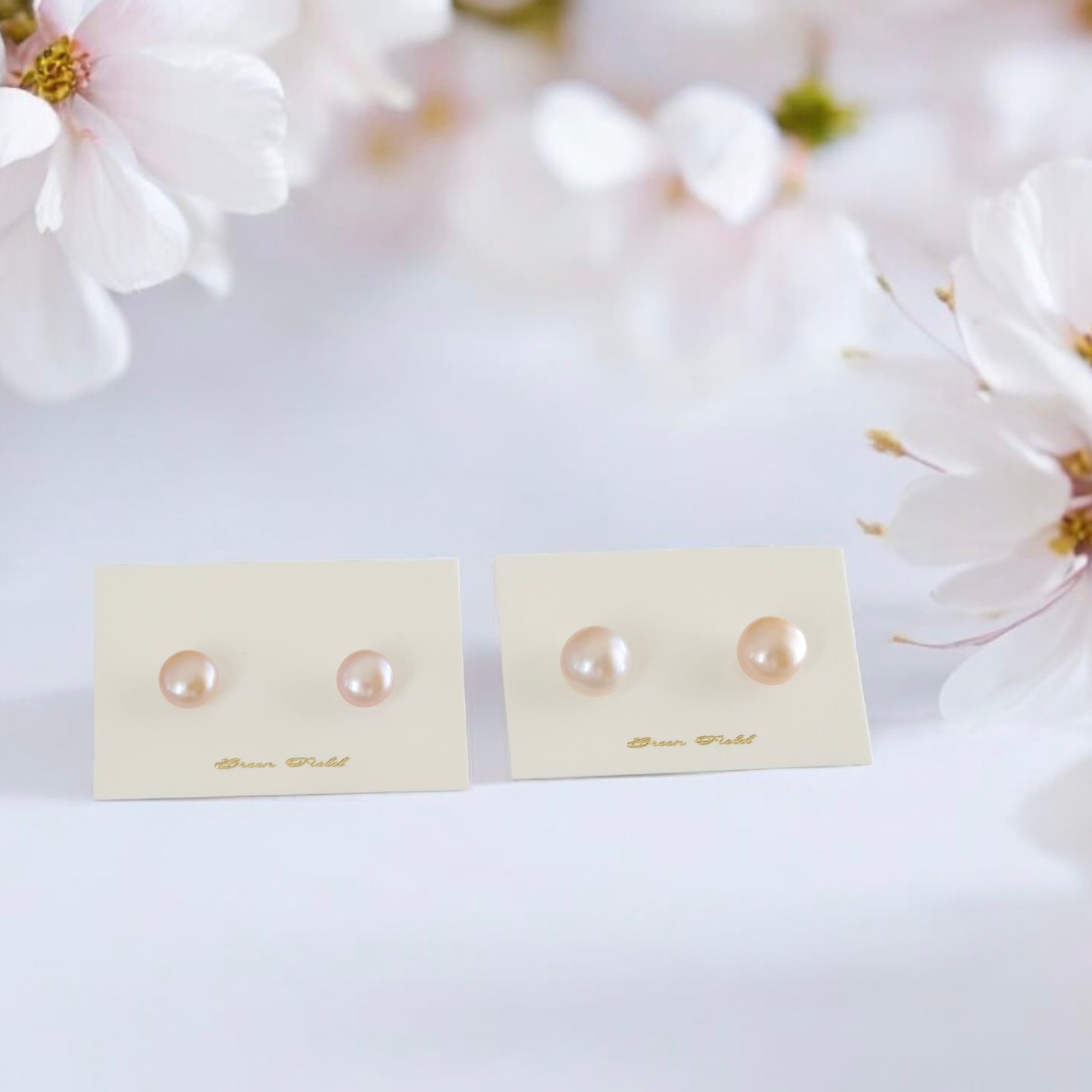 桜ピンクの淡水パールの一粒ピアス/イヤリング ゴールド 卒業式 入学式