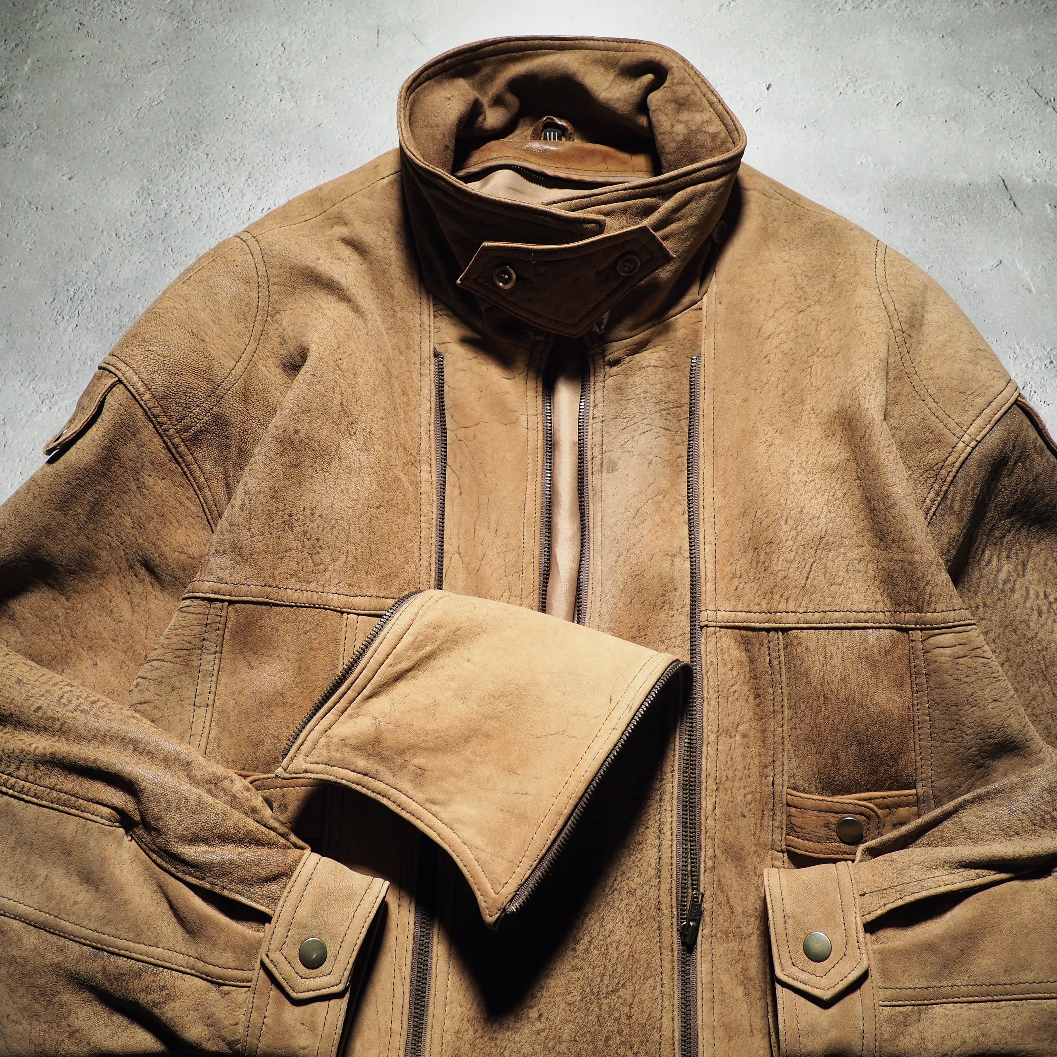 " 変形 - Deformation " vintage loose leather jacket