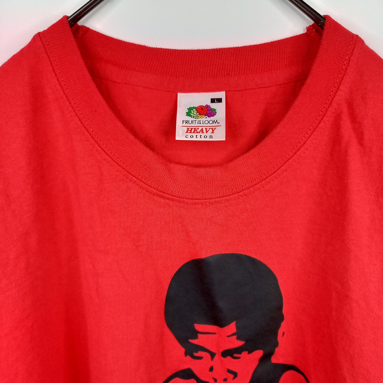 90s　フルーツオブザルーム　半袖　プリントTシャツ　モハメド・アリ　レッド　L