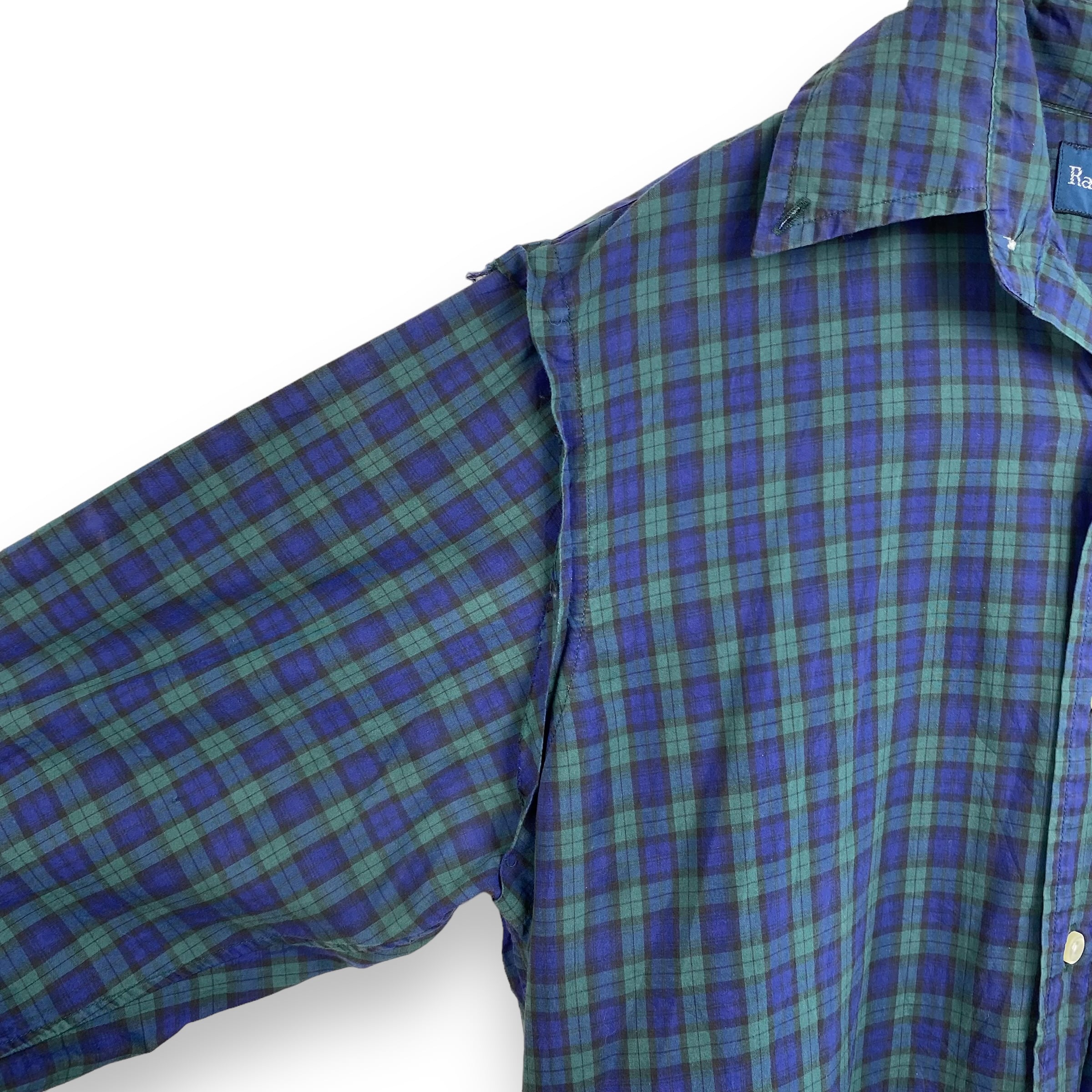 【90's〜】 S ラルフローレン オープンカラー 長袖チェックシャツ BDシャツ 開襟
