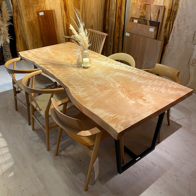 【Premium】白栃（トチ）_2000×810-980×60_青山店_テーブル天板/一枚板 242254 t001