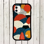 受注生産 iPhoneケース 丸い山と太陽の民芸柄｜フォークアート FMSY003B