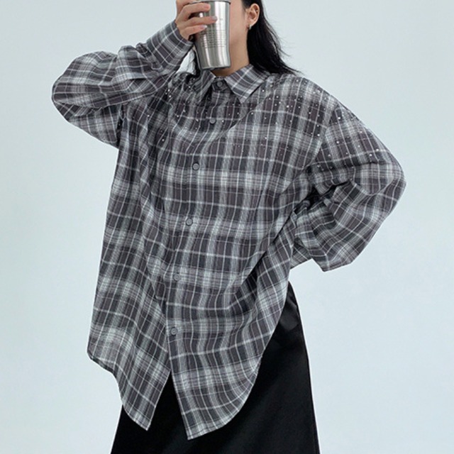 drop color checked shirt　ドロップカラーチェック柄シャツ　J1314