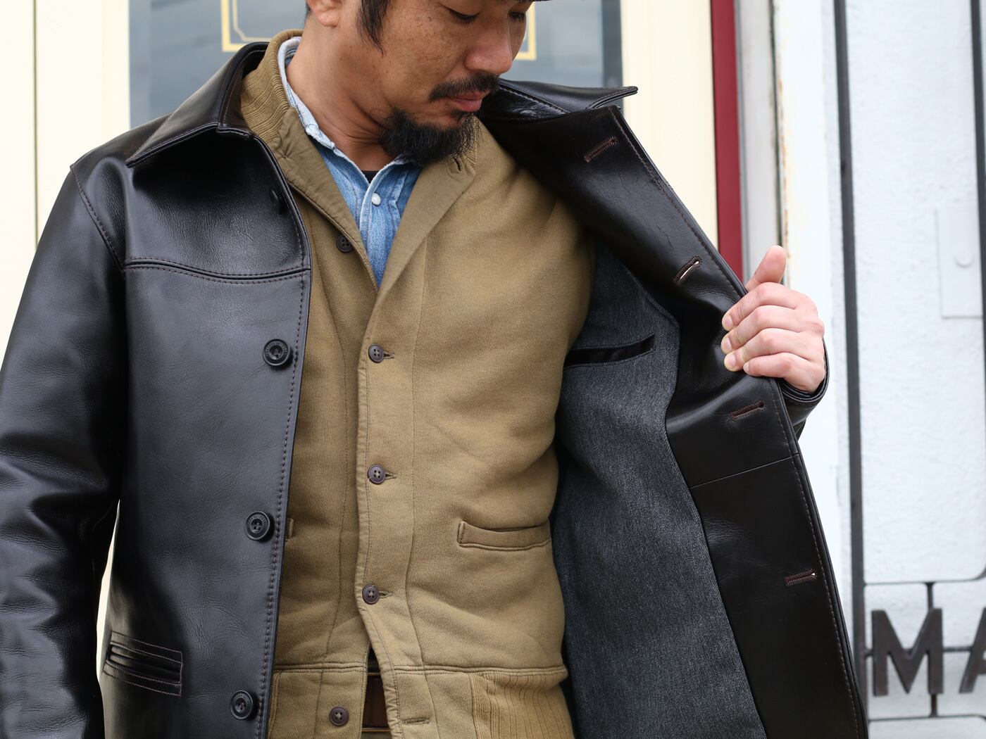Y'2 LEATHER ワイツーレザー ANILINE STEER ROUNDED HEM CAR COAT