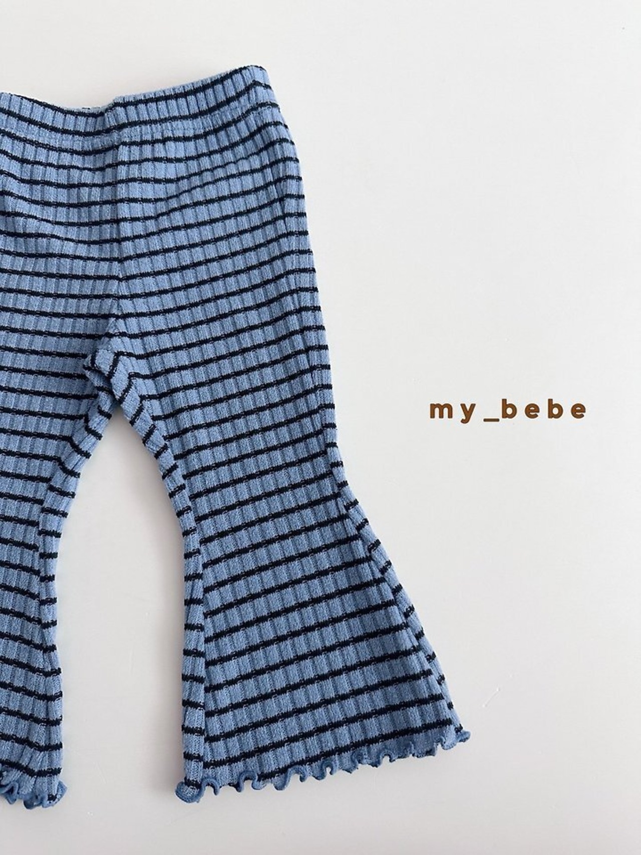 韓国子供服 / Mybebe / ボーダーひらひらブーツカット *XS~XL*