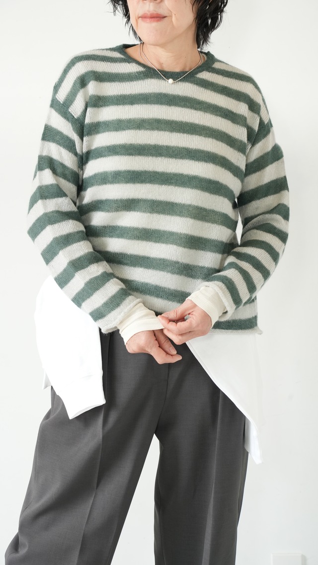 CROSSLEY Mohair knit tops(green)