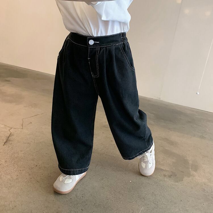 男女兼用 ベビー キッズ 子供 デニム ワイドパンツ 90 150cm 春 秋 Dyh海外子供用品