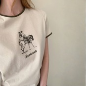 Cavalier Print Ringer Tee F0586