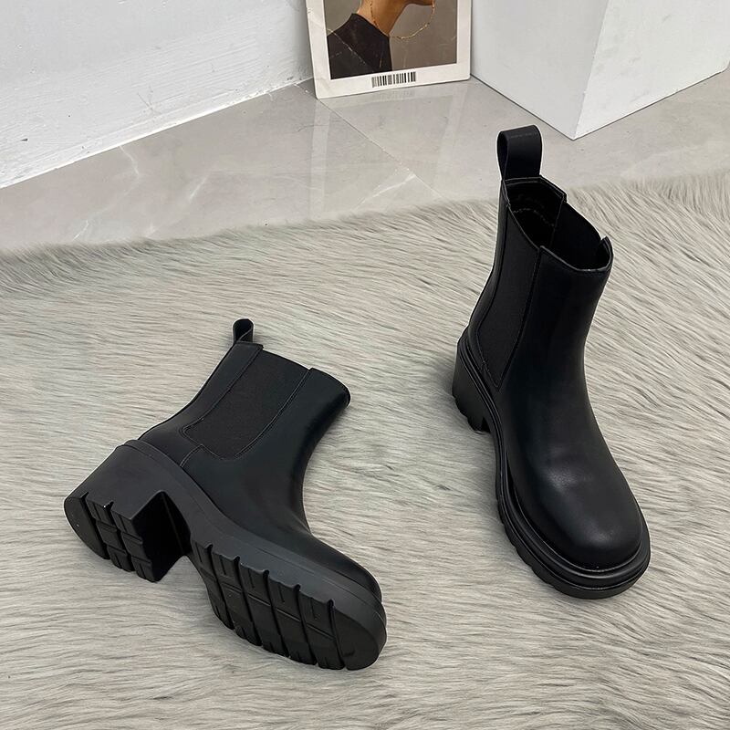 ブーツオータムレッドスタイルブラックアンクル 靴 シューズ 秋物 部族の婦人靴4925927965