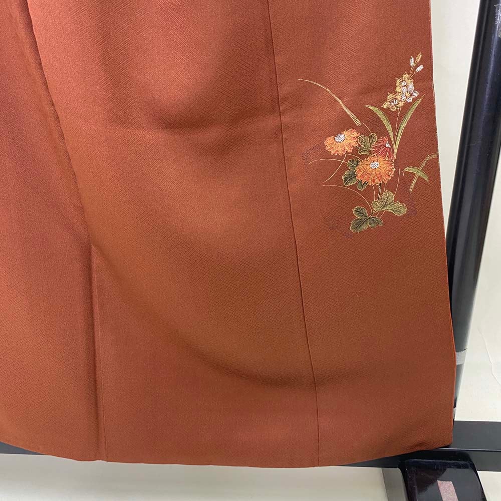 付け下げ 訪問着 中古 ブラウン 茶色 裄丈65.7cm 身丈159cm 結婚式