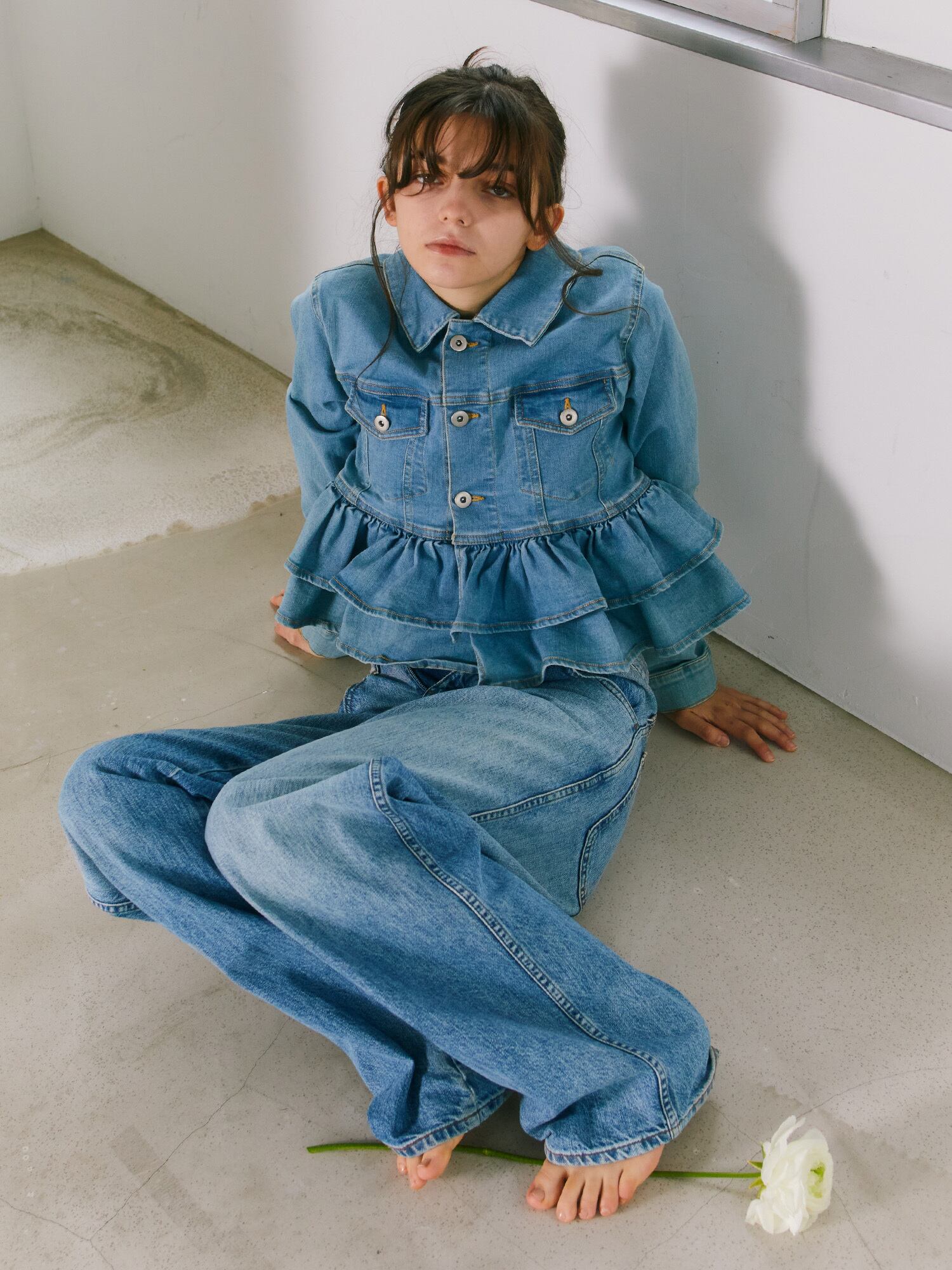 mieya frill denim JK -light blue- | mieya mieya